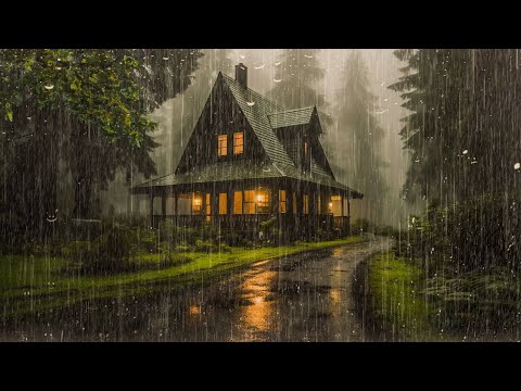Rain and Thunder Sounds to Sleep Fast | Goodbye Insomnia with Heavy Rain on Roof - ASMR