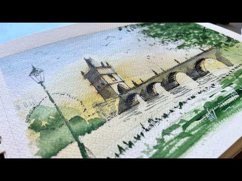 Urban Sketching Charles Bridge (Prague) | Perspective & Watercolor Demo