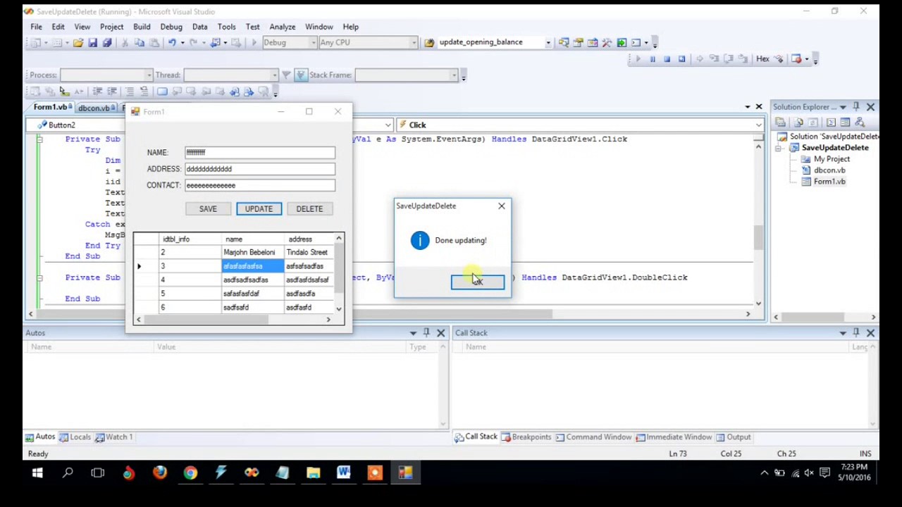Update Data in VB.Net using MySQL Database
