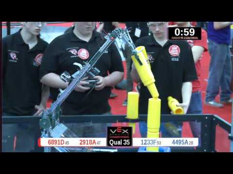 2015 VRC Engr Q35 - 6891D 2918A vs 1233F 4495A - 89 to 39 - VEX Worlds 2015 - Engineering Division