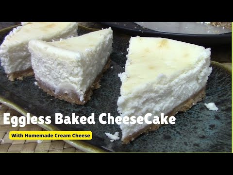 Eggless Baked Cheesecake | Lemon Cheesecake Recipe | New York Cheesecake Recipe