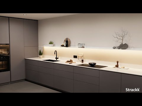 Modern Kitchen Lighting Ideas | Strackk Floating Shelves with Dimmable LED Lights #KitchenLighting