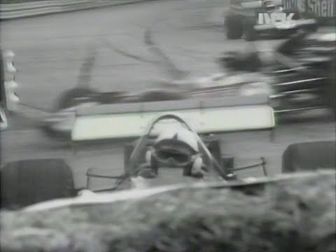 Last lap of the 1970 Monaco GP - Jack Brabham crashes in the last corner and Jochen Rindt wins