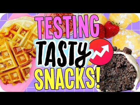 Testing Tasty/Buzzfeed Snacks! Pizza Waffles, Oreo Truffles, Strawberry Cream Cheese Croissants! Video