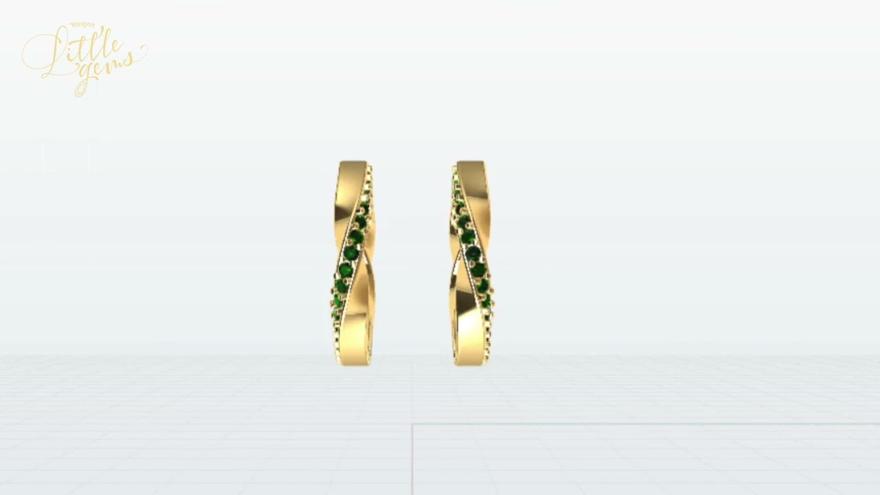 Mobius Huggie Hoop Earrings with Gemstones 3D Print Model