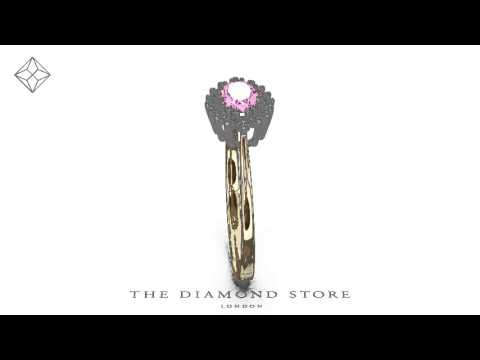 FET21-RU - 18K Gold Diamond and Pink Sapphire Ring 0.14ct