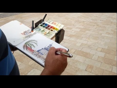 Simple plein air sketching kit - my lightweight easel for use with a Portable Painter palette