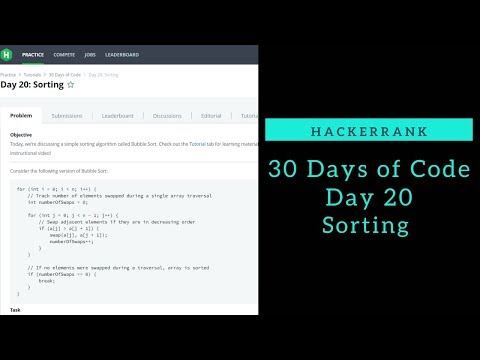 Sorting Hackerrank Day 20 Bubble Sort Python