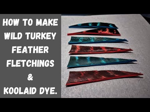 How to Make Wild Turkey Feather Fletchings & Dye Them!!! (Koolaid Dye)