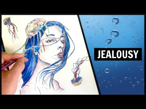 JEALOUSY - Little Jellyfish Watercolor + Ink Speed Painting