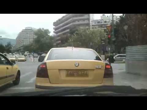 Greece: the traffic in the streets of Athens. Syntagma to Byron