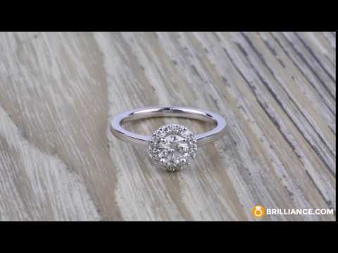 Pave Halo Diamond Engagement Ring in White Gold (0.73 ct.)