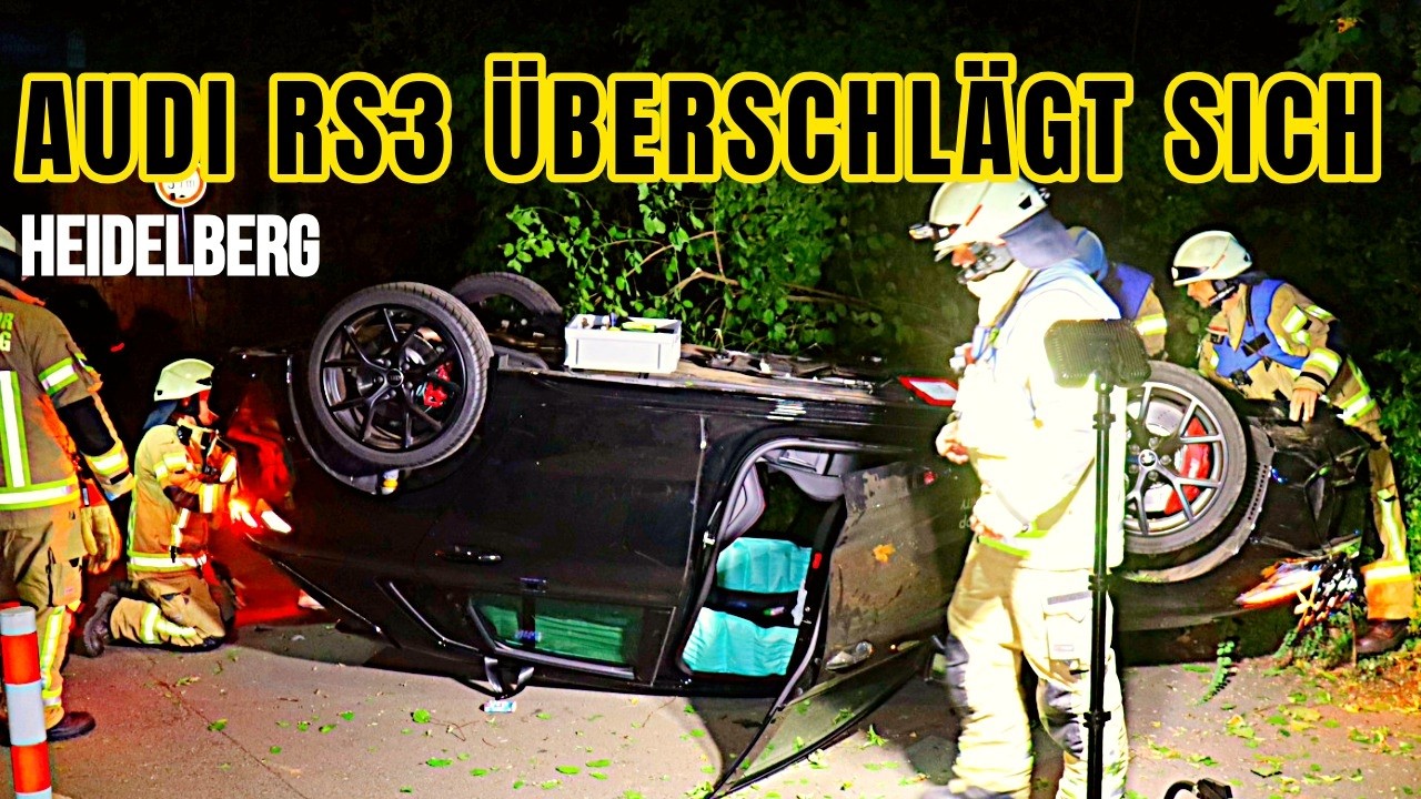 Audi RS3 überschlägt sich in Heidelberg – Fahrer unter Alkoholeinfluss
