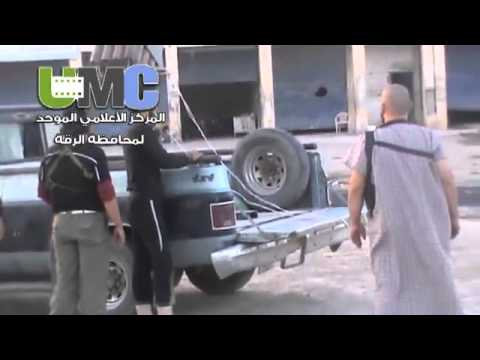 استهداف تجمعات قوات النظام في الفرقة 17 بواسطة راجمة صواريخ محلية الصنع من قبل كتائب حذيفة بن اليمان