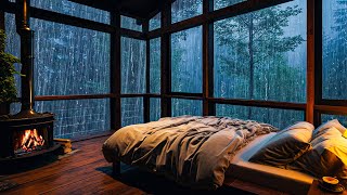Violent Stormy night with Heavy Rain and Thunder outside the Window - Rain in the Forest at Night