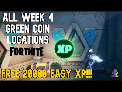 All GREEN XP COINS LOCATIONS IN FORTNITE SEASON 4 Chapter 2 (WEEK 4)