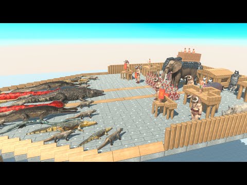Purussaurus & Reptile Army vs Ancient Army on Fort in Animal Revolt Battle Simulator
