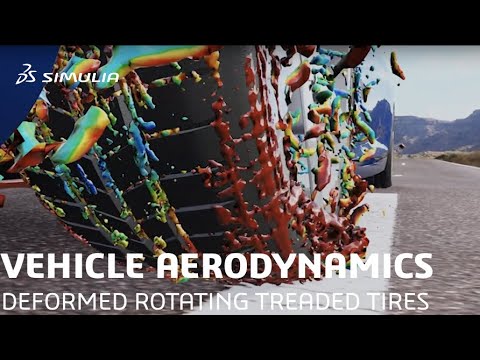 Vehicle Aerodynamic Simulation with Deformed Rotating Treaded Tire | SIMULIA PowerFLOW