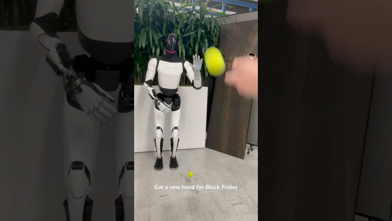 Optimus catching ball with new hand