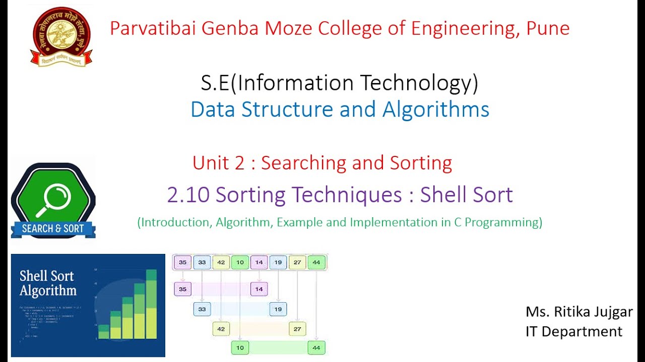 2.16 Shell Sort Algorithm and Example | Sorting Techniques | Data Structure and Algorithm