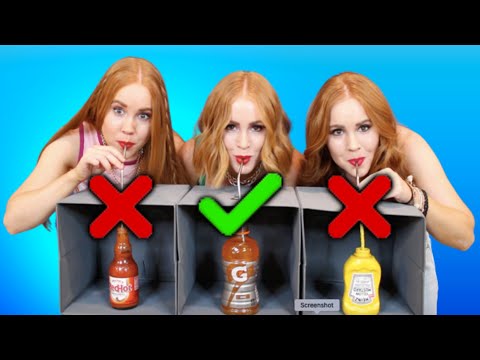 Don't Choose the Wrong Mystery Drink Challenge 🧃🤢 | Triplet Sisters Taste Test Chaos!