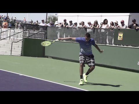 Nick Kyrgios Backhand Slice Slow Motion - ATP Tennis Backhand Slice Technique