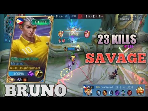 Bruno best build 2022 savage gamelay in rank game - MLBB | JuanGamingTv