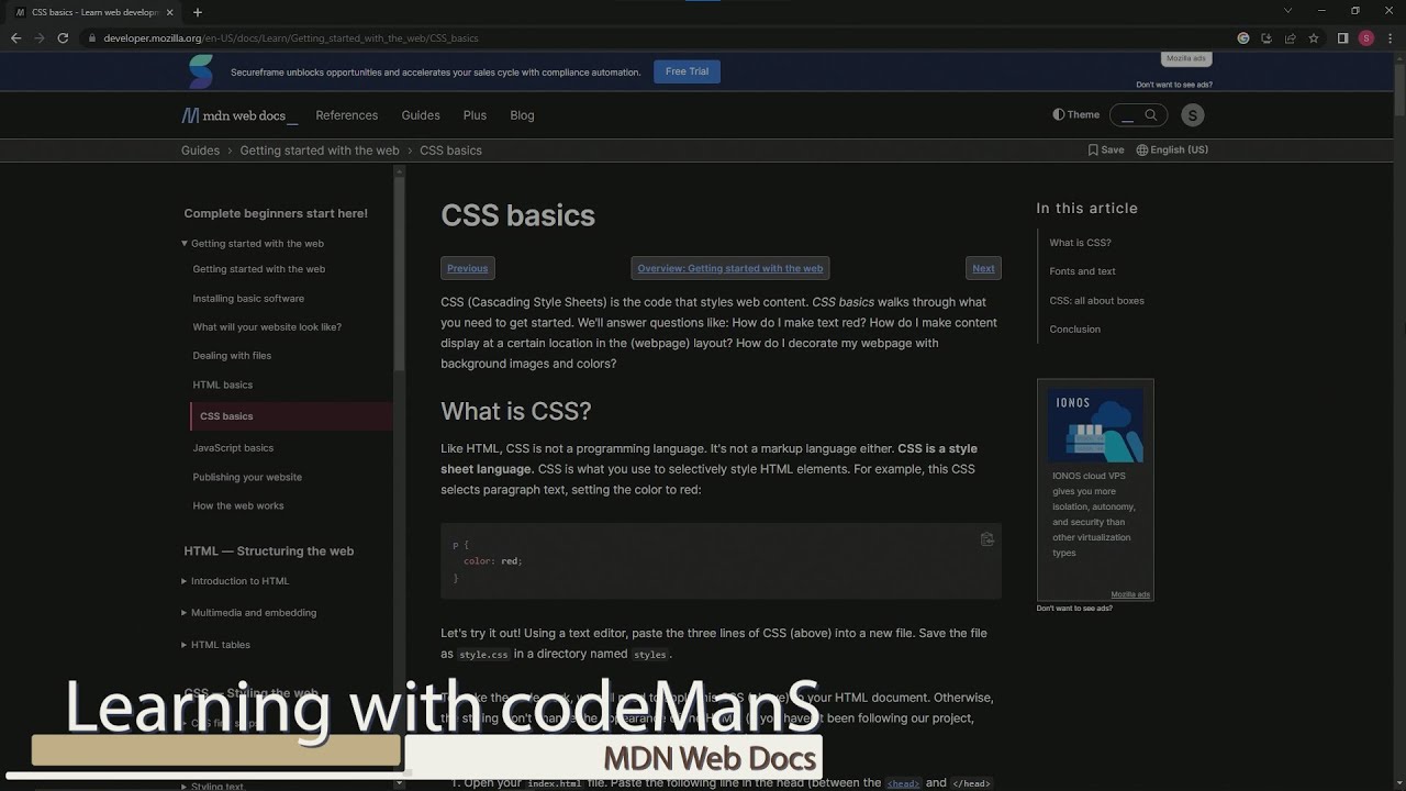 Learn HTML | MDN Web Docs_  CSS Basics