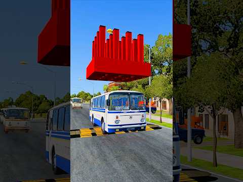 Buses vs Deadly Spike Bollards 💥😱 #beamng #gaming #crashdrive #short