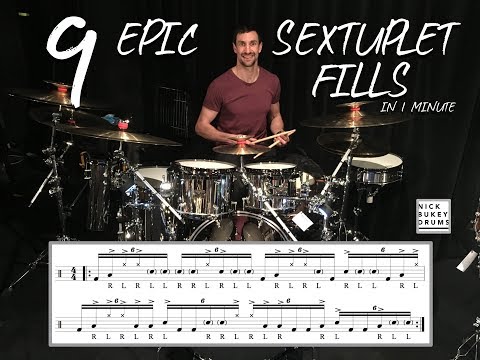 9 Epic Sextuplet Fills in 1 Minute - Nick Bukey (with transcriptions)