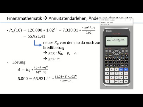 Annuitätendarlehen, Änderung der Annuität | Finanzmathematik