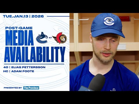 Elias Pettersson & Adam Foote Post-Game Media | Canucks at Senators (Jan 13, 2026)