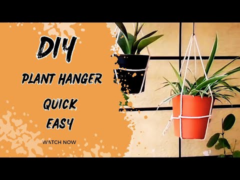 DIY | 1 MINUTE HANGING PLANTER - QUICK AND EASY | HANGING POT WITH ROPE
