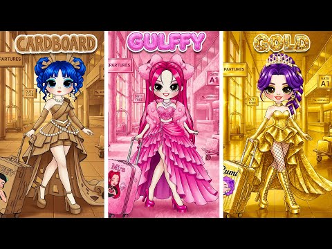 Rumi, Zoey & Mira Glow Up in Cardboard, Golden & Fluffy Airplane Fashion | DIY Fashion Paper Dolls