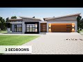 3 Bedroom plan | Butterfly roof house Design  | 19mx17m