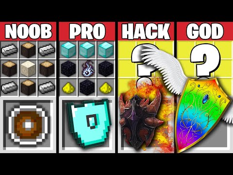Minecraft Battle : NOOB vs PRO vs HACKER vs GOD - SUPER MAGIC SHIELD CRAFTING CHALLENGE - Animation