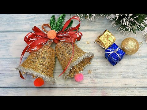🔔 How To Make a Beautiful Christmas Bell with Chenille Wire | DIY Christmas Bell Decoration