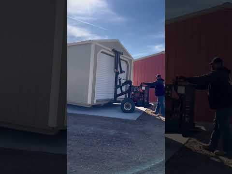 Explore the Derksen 8X12 EMUT with Light Stone siding and roof