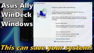 Ally, WinDeck, Windows: System Restore Points (Creating and Rolling Back)