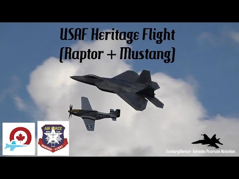 Airshow London 2016- USAF Heritage Flight (Raptor + Mustang)