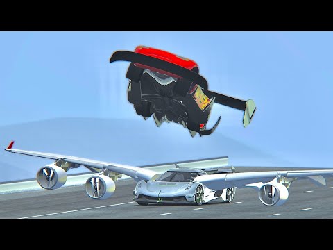 Lightning McQueen GTR vs Koenigsegg Jesko with Airplane KIT - Drag Race
