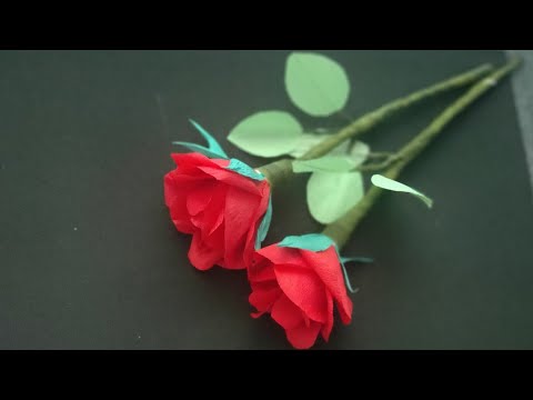 DIY- Rose Flowers with Crepe paper#Craft Tutorial#Komali Arts