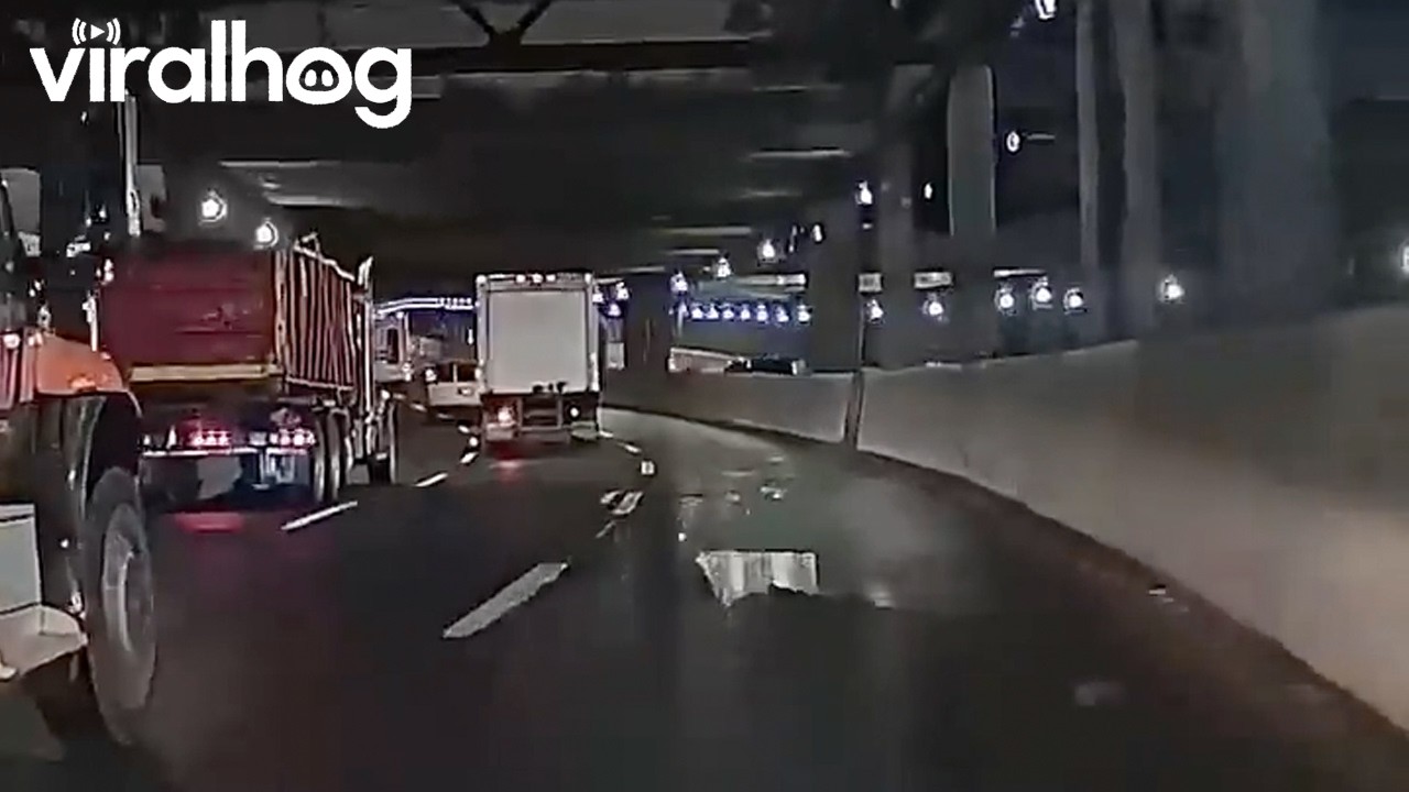 Tunnel Debris Falls Onto Busy Manhattan Expressway || ViralHog