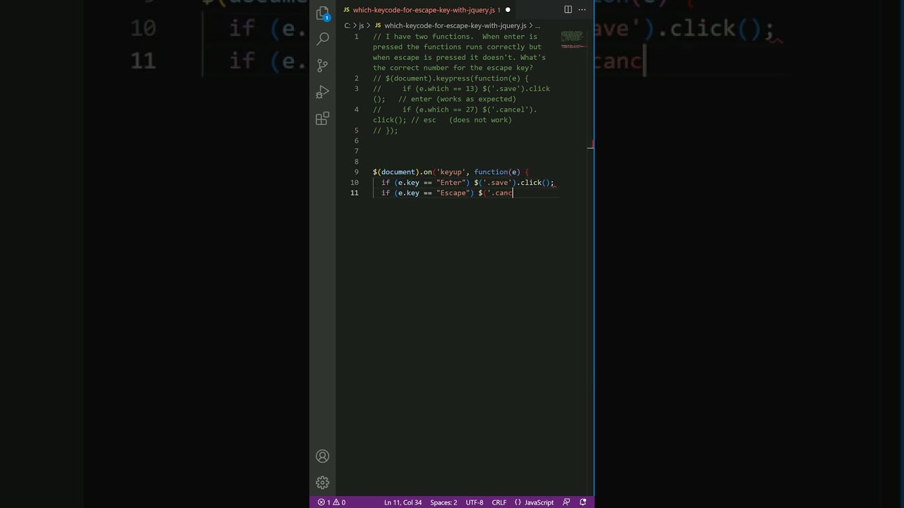 javascript - Which keycode for escape key with jQuery
