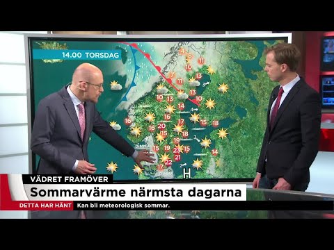 Sommarvärme på många håll närmsta dagarna - Nyheterna (TV4)
