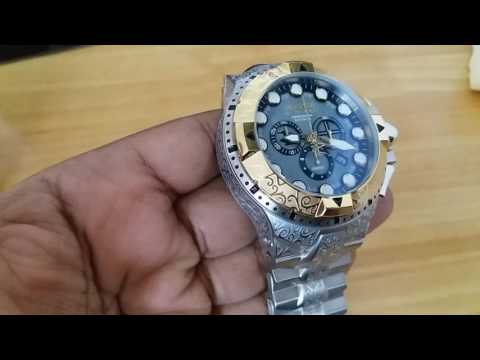 Invicta Reserve 50mm Scrollwork Excalibur Excursion Swiss Made Chronograph Platinum MOP Dial SS Dive