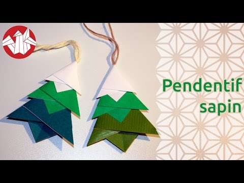 Origami déco de Noël - Pendentif sapin - Christmas Tree Pendant [Senbazuru]