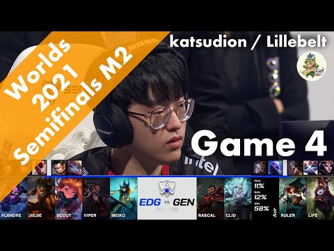 EDG(Scout ゾーイ) VS GEN(Bdd アジール) Game 4 ハイライト - Worlds 2021 Semifinals by YAMA