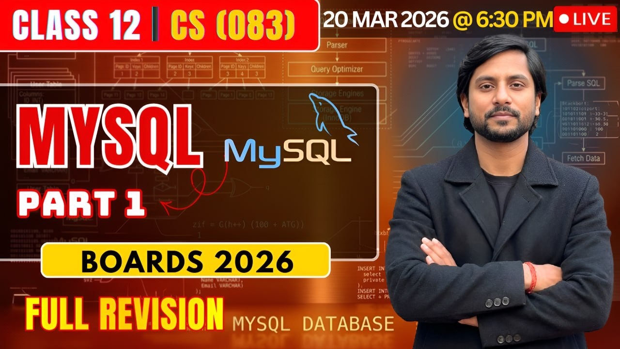 Class 12 CS MySQL Part 01 | CBSE Computer Science 2026 | Live Boards Preparation