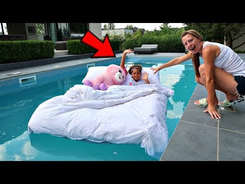 TIANA'S BED IN OUR SWIMMING POOL PRANK!! Video